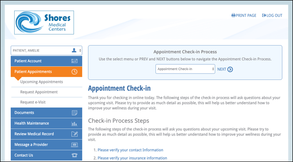 NextGen Office Evisit check in